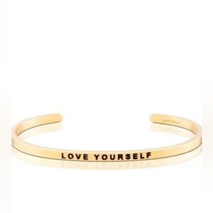New Gold Cuff Bracelet MantraBand Love Yourself Gold Cuff Inspirational